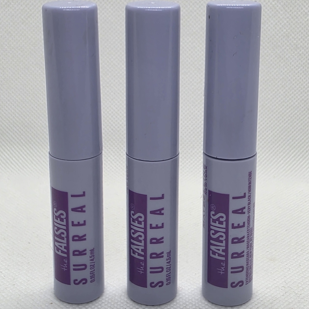 3x Maybelline The Falsies Surreal Extensions Mascara Very‎ Black 0.15oz each NEW